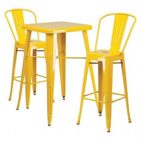 Flash Furniture Square 27.75" W, 27.75" L, 40" H, Metal, Yellow CH-31330B-2-30GB-YL-GG
