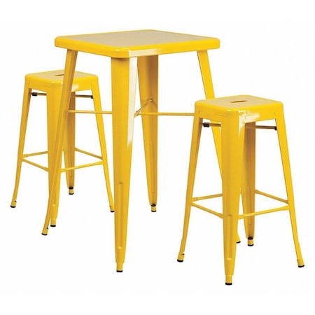 Flash Furniture Square 27.75" W, 27.75" L, 40" H, Metal, Yellow CH-31330B-2-30SQ-YL-GG