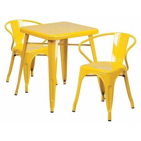 Flash Furniture Square 27.75" W, 27.75" L, 29" H, Metal, Yellow CH-31330-2-70-YL-GG