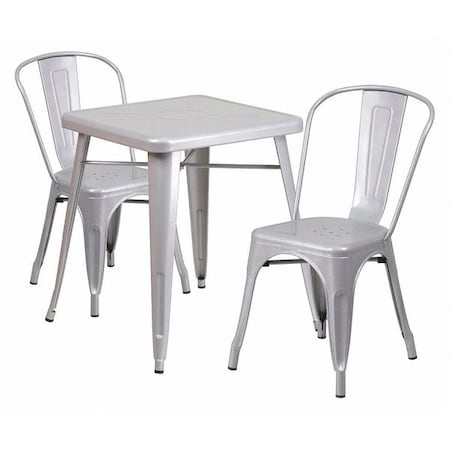 Flash Furniture Square 27.75" W, 27.75" L, 29" H, Metal, Grey CH-31330-2-30-SIL-GG