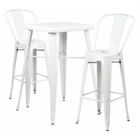 Flash Furniture Square 27.75" W, 27.75" L, 40" H, Metal, White CH-31330B-2-30GB-WH-GG