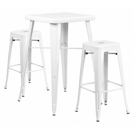 Flash Furniture Square 27.75" W, 27.75" L, 40" H, Metal, White CH-31330B-2-30SQ-WH-GG