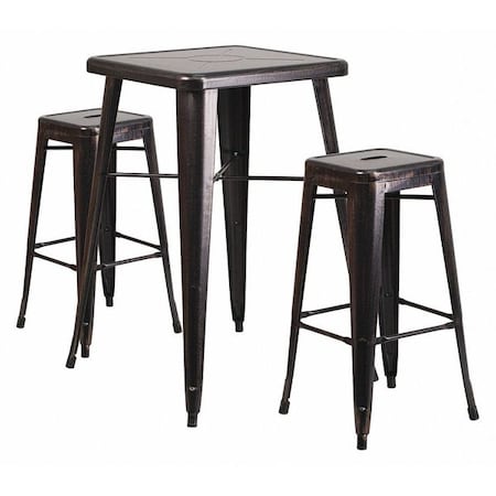 Flash Furniture Square 27.75" W, 27.75" L, 40" H, Metal, Gold CH-31330B-2-30SQ-BQ-GG