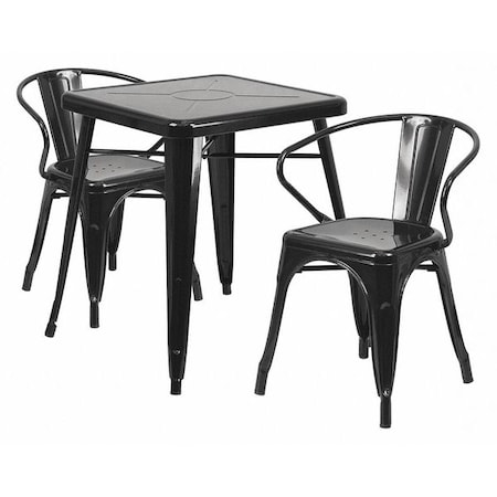 Flash Furniture Square 27.75" W, 27.75" L, 29" H, Metal, Black CH-31330-2-70-BK-GG