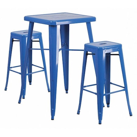 Flash Furniture Square 27.75" W, 27.75" L, 40" H, Metal, Blue CH-31330B-2-30SQ-BL-GG