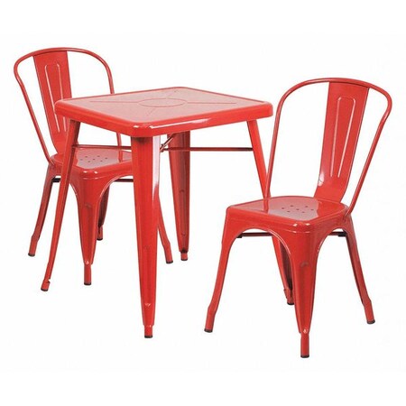 Flash Furniture Square 27.75" W, 27.75" L, 29" H, Metal, Red CH-31330-2-30-RED-GG