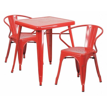 Flash Furniture Square 27.75" W, 27.75" L, 29" H, Metal, Red CH-31330-2-70-RED-GG