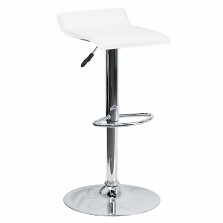 Flash Furniture White Vinyl Barstool, Adj Height DS-801-CONT-WH-GG