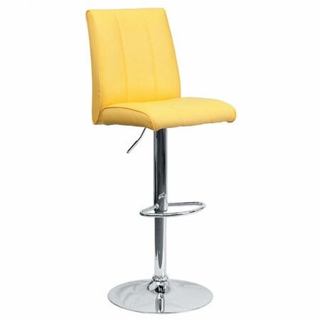Flash Furniture Yellow Vinyl Barstool, Adj Height CH-122090-YEL-GG
