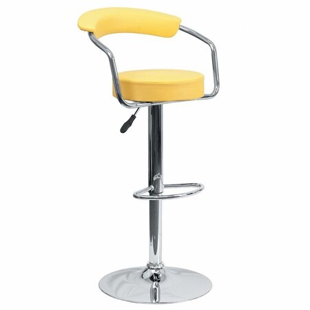 Flash Furniture Yellow Vinyl Barstool, Adj Height CH-TC3-1060-YEL-GG