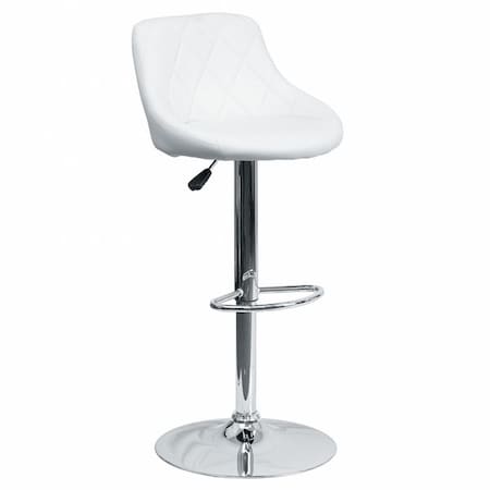 Flash Furniture White Vinyl Barstool, Adj Height CH-82028A-WH-GG