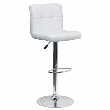 Flash Furniture White Quilted Vinyl Barstool, Adj Height, Frame Material: Metal DS-810-MOD-WH-GG