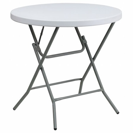Flash Furniture Round Wh 32Rnd Plastic Fold Table, 31.5" W, 31.5" L, 30" H, Plastic Top, White DAD-YCZ-80R-GW-GG