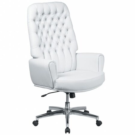 Flash Furniture Executive Chair Fixed Arms, 18-3/4" to 21-1/2" Height, Leather, White BT-444-WH-GG