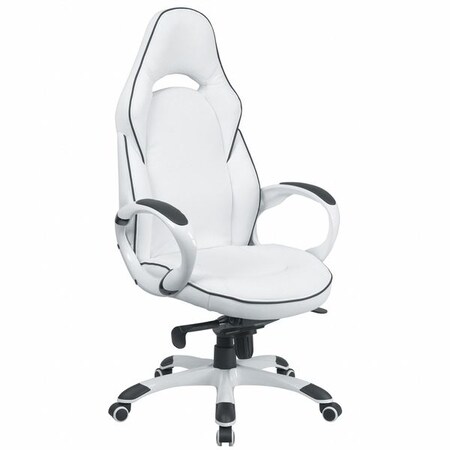 Flash Furniture Contemporary Chair Fixed Arms, 18-1/2" to 21" Height, Vinyl, White CH-CX0496H01-GG