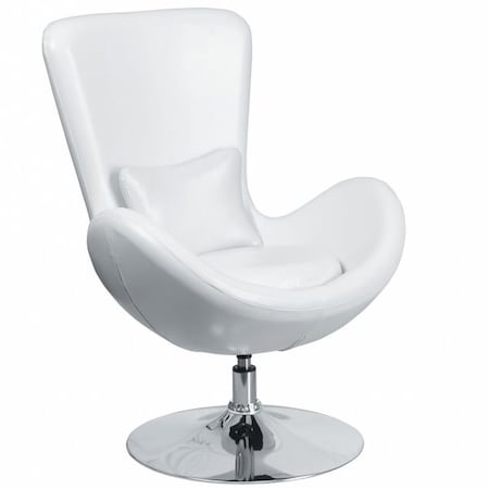 Flash Furniture Egg Side Reception Chair, White LeatherSoft Seat, 30 W 30" L 38 H, Integrated Curved CH-162430-WH-LEA-GG
