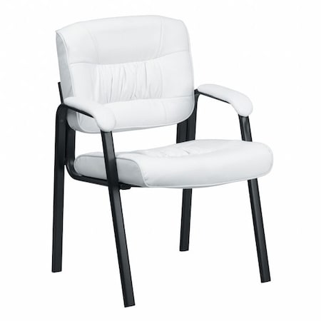 Flash Furniture Contemporary Side Reception Chair, White Back, 23-1/4 in W 26" L 36" H, Padded, Leather Seat BT-1404-WH-GG