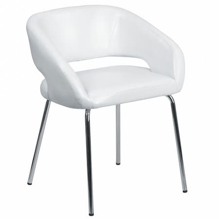 Flash Furniture Fusion Side Reception Chair, White Back, 23-1/2 in W 21-3/4" L 28-3/4" H, Leather Seat CH-162731-WH-GG