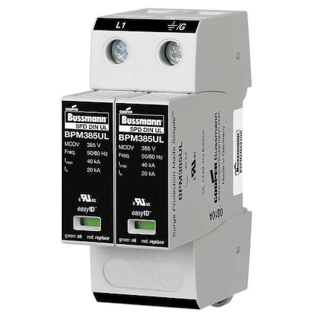 Eaton Bussmann Surge Protection Device, 1 Phase, 120/240VAC, 2 Poles, 3 BSPM2240S3GR