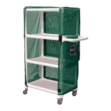 Royal Basket Trucks PVC Linen Cart, 32", 3 Shelf, Green G32-EEX-L3A-3ULN