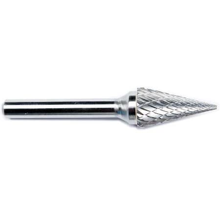 Zoro Select Carbide Bur, Taper Radius End, 3/8 19D920