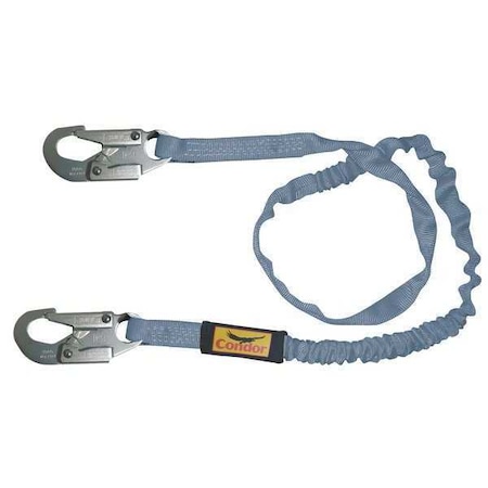 Condor Shock Absorbing Lanyard, 6 ft. Length, Snap Hook, Steel, 1 Leg(s), 310 lb. Weight Capacity 19F382