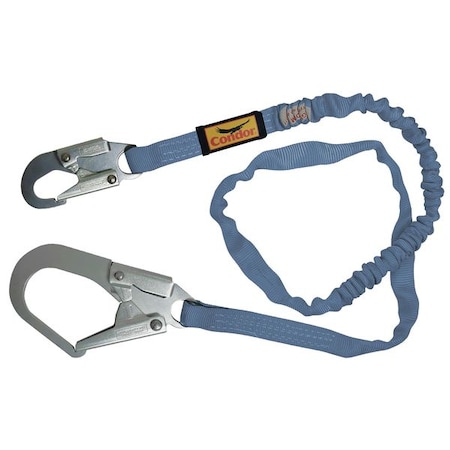 Condor Shock Absorbing Lanyard, 6 ft. Length, Snap Hook, Steel, 1 Leg(s), 310 lb. Weight Capacity 19F383