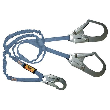 Condor Shock Absorbing Lanyard, 6 ft. Length, Snap Hook, Steel, 2 Leg(s), 310 lb. Weight Capacity 19F384