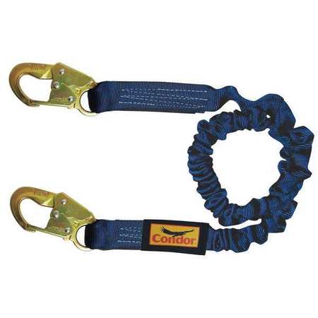 CONDOR Shock Absorbing Lanyard, 4 ft. 6" to 6 ft., Blue 19F385