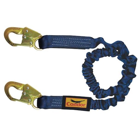 Condor Shock-Absorbing Lanyard, Adjustable, Tubular Webbing, Steel Snap Hook, 310 lb. Capacity 19F385