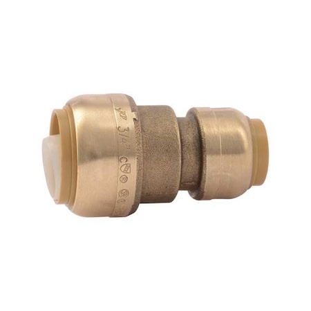 SHARKBITE Reducing Coupling, 3/4 in x 1/2 in Tube Size, Brass, Brass U058LF