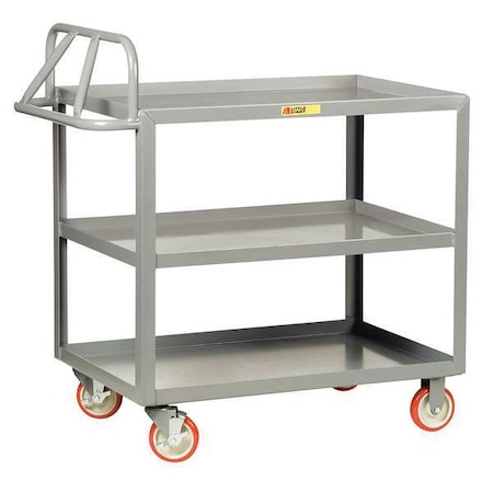Little Giant Raised Handle Utility Cart, Steel, 1200 lb Load Capacity, 3 Shelves, 53 1/2 in L, 24 in W 3ERLGL2448BRK
