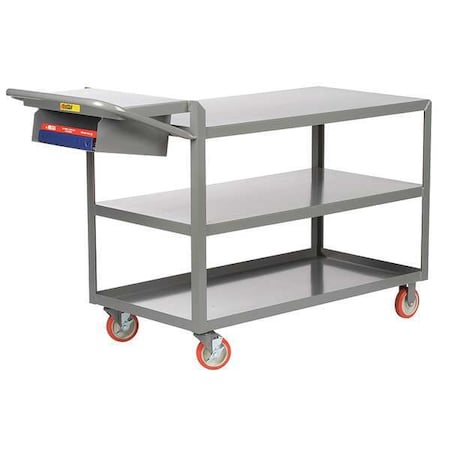 Little Giant Order-Picking Utility Cart with Lipped & Flush Metal Shelves, Steel, 1,200 lb Load Capacity 3LG-1832-WS-P-BK