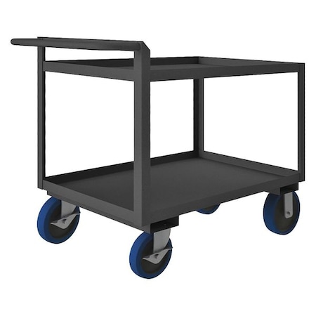 Zoro Select Utility Cart with Lipped Metal Shelves, Steel, 3,600 lb Load Capacity, 2 Shelves, 54 1/2 in L RSCR243636ALU8PUSB95