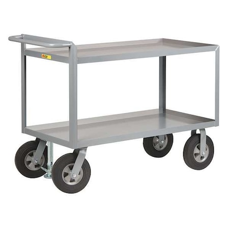Little Giant Raised Handle Utility Cart, Steel, 1500 lb Load Capacity, 2 Shelves, 65 1/2 in L, 30 in W GL306010SRFL