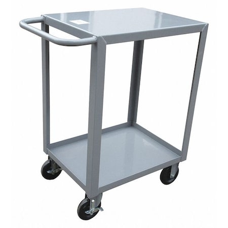Zoro Select Utility Cart with Lipped & Flush Metal Shelves, Steel, 1,200 lb Load Capacity, 2 Shelves, 30 in L 19G817
