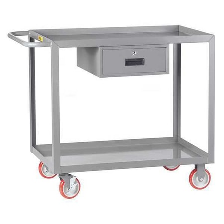 Little Giant Utility Cart with Lipped Metal Shelves, Steel, 1,200 lb Load Capacity, 2 Shelves, 53 1/2 in L LGL-2448-BK-DR