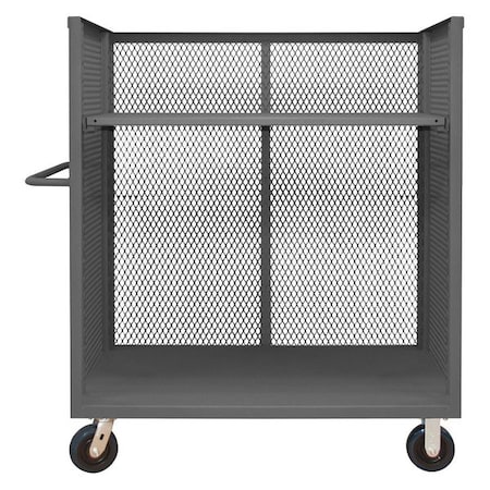 Zoro Select 14 ga. Steel 3 Sided Mesh Stock Cart 3600 lb. Capacity, 54-1/2"L x 30-3/8"W x 56-7/16"H 3ST-EX3048-1AS-6PU-95