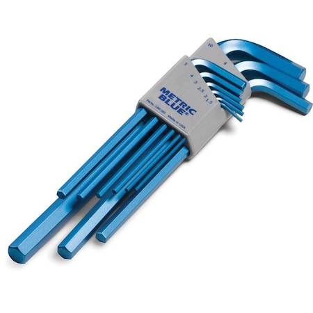 Metric Blue 9 Piece Metric L-Shape Hex Key Set, UST195588 UST195588