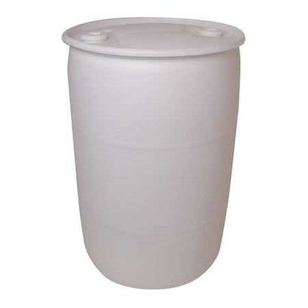Zoro Select Closed Head Transport Drum, Polyethylene, 55 gal, Unlined, Translucent White THO55N