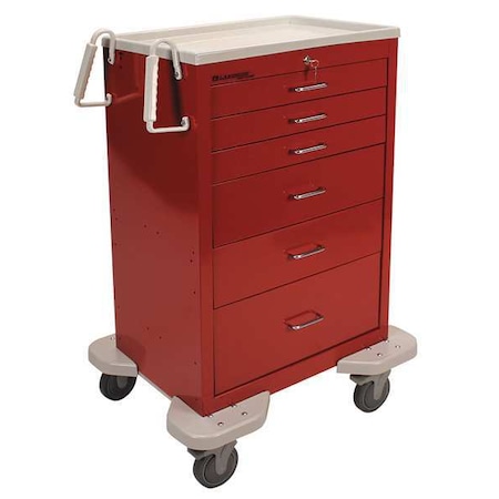 Lakeside General Medical Supply Cart with Drawers, Steel, 300 lb Load Capacity, 1 Shelves, 25 in L, 32 in W C-630-K-1R