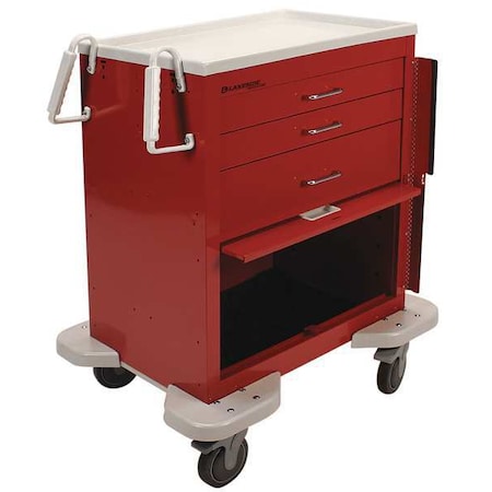 Lakeside General Medical Supply Cart with Drawers, Steel, 300 lb Load Capacity, 1 Shelves, 25 in L, 32 in W C-324-P2B-1R