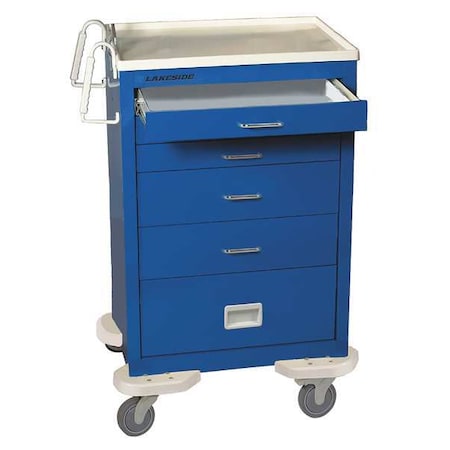 Lakeside General Medical Supply Cart with Drawers, Steel, 300 lb Load Capacity, 1 Shelves, 25 in L, 32 in W C-530-P2K-1B