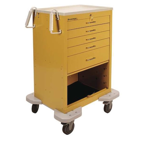 Lakeside General Medical Supply Cart with Drawers, Steel, 300 lb Load Capacity, 1 Shelves, 25 in L, 32 in W C-530-P2K-1Y