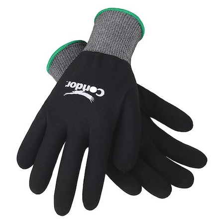 CONDOR Foam Nitrile Coated Gloves, Full Coverage, Black, XS, PR 19K979
