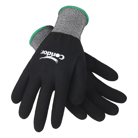 Condor Coated Gloves, Nitrile, Foam, Full, 4 Abrasion Level, Black, M (8) 1 PR 19K981