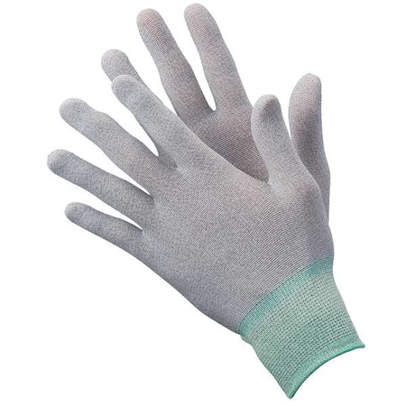 Condor Antistatic Gloves, Nylon/Carbon Fiber Yarns, 8 1/2 in L, 15 ga, Gray, L, 12 PK 19L035
