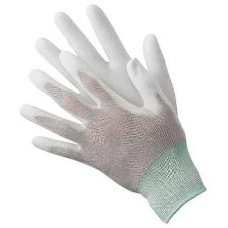 Condor Antistatic Gloves, Nylon/Copper Fiber Yarns, 8 7/8 in L, 15 ga, Tan/White, L, 1 PR 19L041