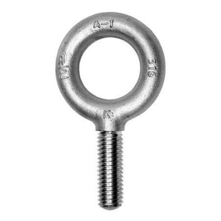 Ken Forging Eye Bolt Without Shoulder, 3/8"-16, 1-1/4 in Shank, 1 in ID, 316 Stainless Steel, Plain K2003-316SS