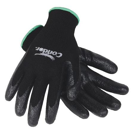 Zoro Select Coated Gloves, Nitrile, Smooth, Palm, 3 Abrasion Level, White, L (9) 1 PR 19L528